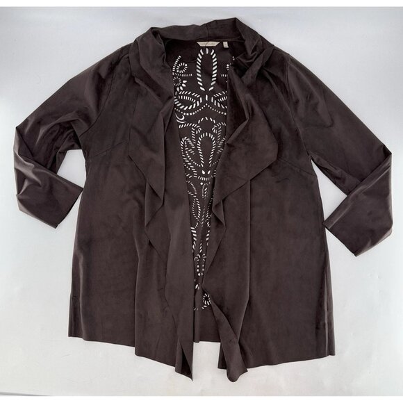 Soft Surroundings Plus Size Faux Suede Jacket Cutout Jacket 3x Western Boho - Picture 3 of 11
